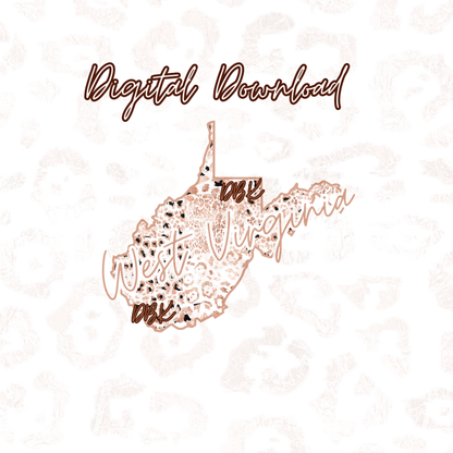 West Virginia Rose Gold Leopard Digital Download
