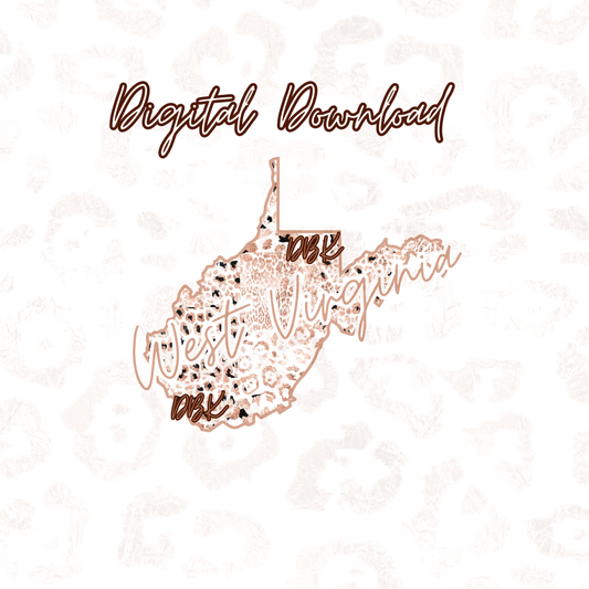 West Virginia Rose Gold Leopard Digital Download