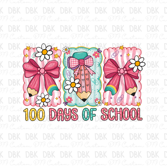 100 days of school bows DTF Transfer