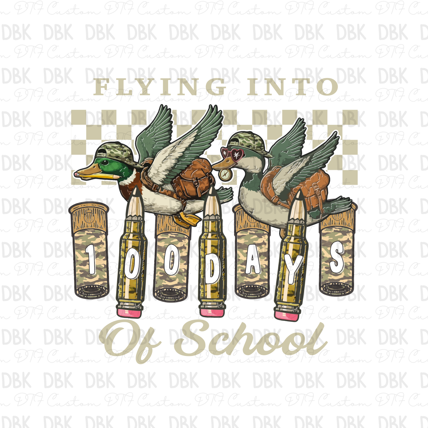 Flying into 100 days of school DTF Transfer Tan A271