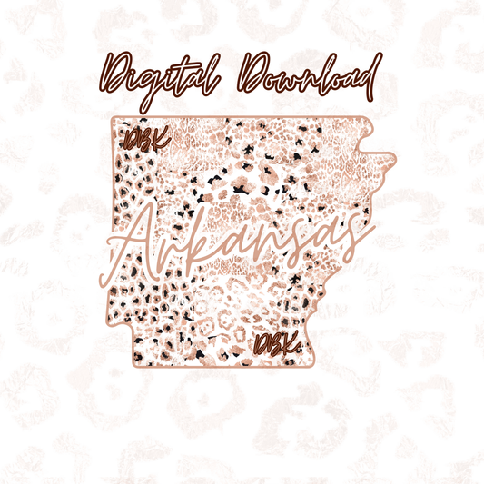 Arkansas Rose Gold Leopard Digital Download
