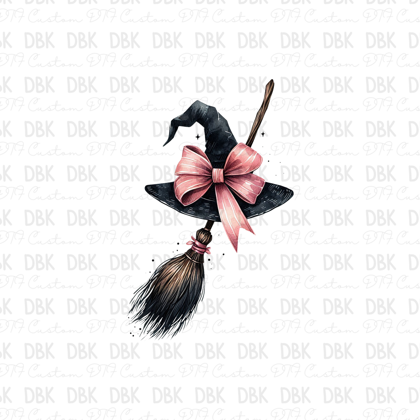 Witch hat & broom DTF transfer