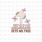 Jesus sets me free purple DTF transfer FT93