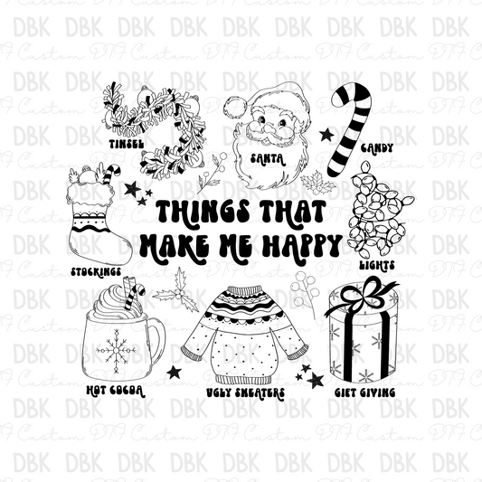 Things that make me happy BLACK DTF transfer E83