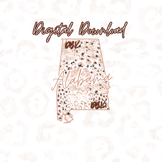 Alabama Rose Gold Leopard Digital Download