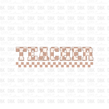 Teacher check DTF transfer
