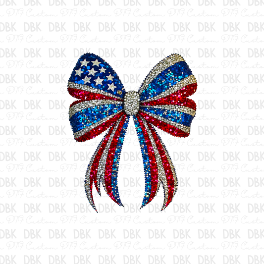 Rhinestone USA Bow DTF Transfer R192