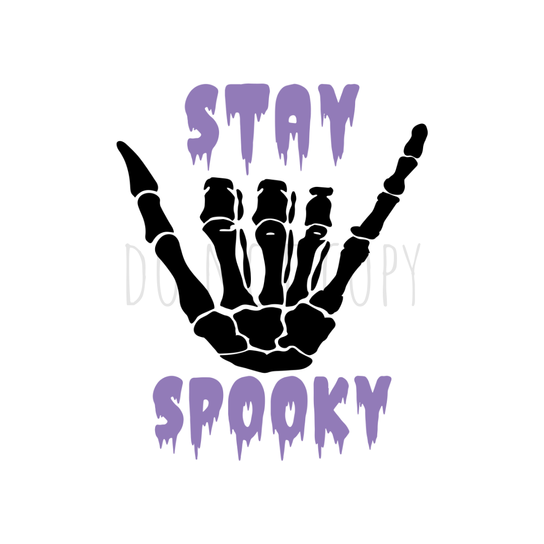 Stay Spooky with skull hand DTF transfer H46