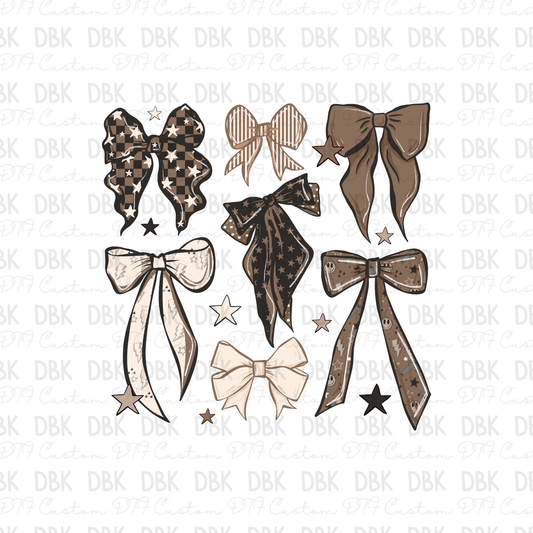 Brown Bows Bolt DTF Transfer
