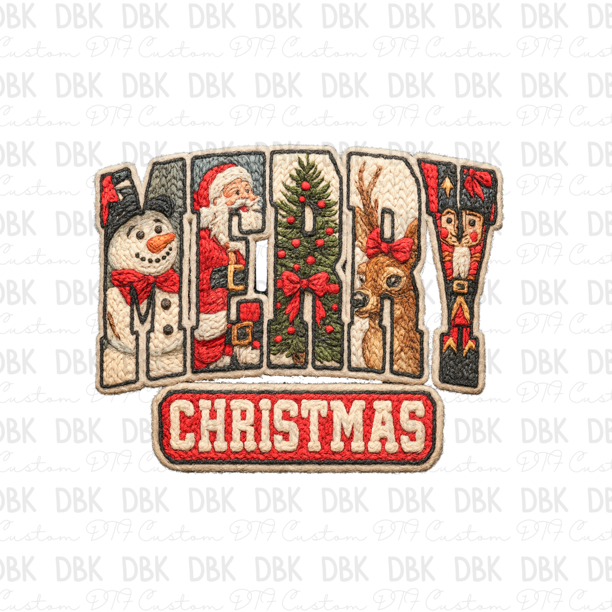 Faux Merry Christmas DTF Transfer