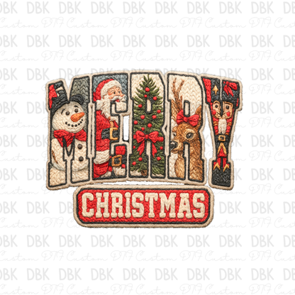 Faux Merry Christmas DTF Transfer
