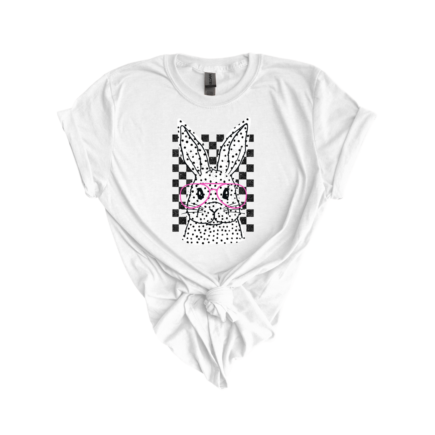 Checkered Bunny DTF transfer