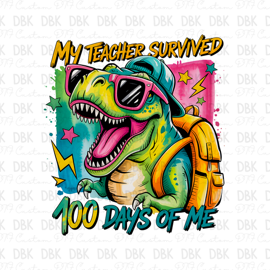 100 days of school dino DTF Transfer A287