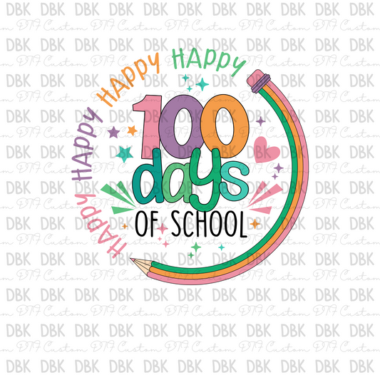 100 days of school circle DTF transfer A23