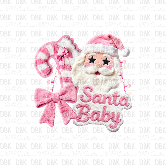 Pink Santa DTF Transfer