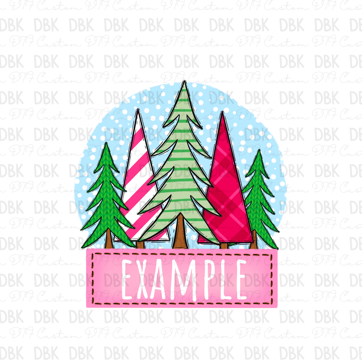 Pink Christmas Custom name DTF Transfer ONLY