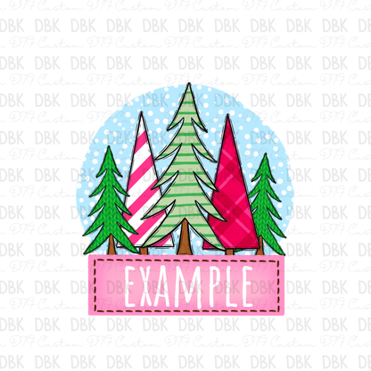 Pink Christmas Custom name DTF Transfer ONLY