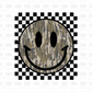 Camo smiley BLACK checkered DTF transfer X4