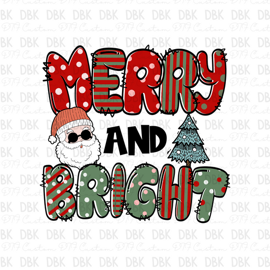 Merry and bright DTF Transfer E175