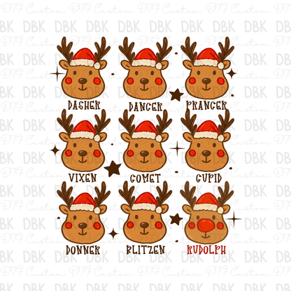 Reindeer Names DTF Transfer