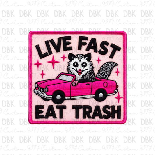 Live fast eat trash DTF transfer B61