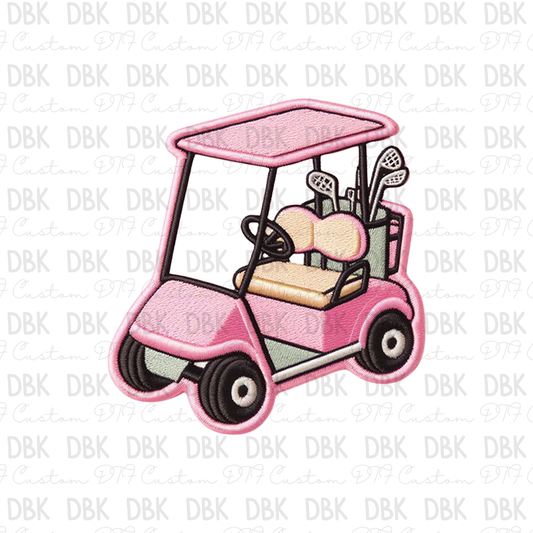 Pink Golf cart DTF transfer B60