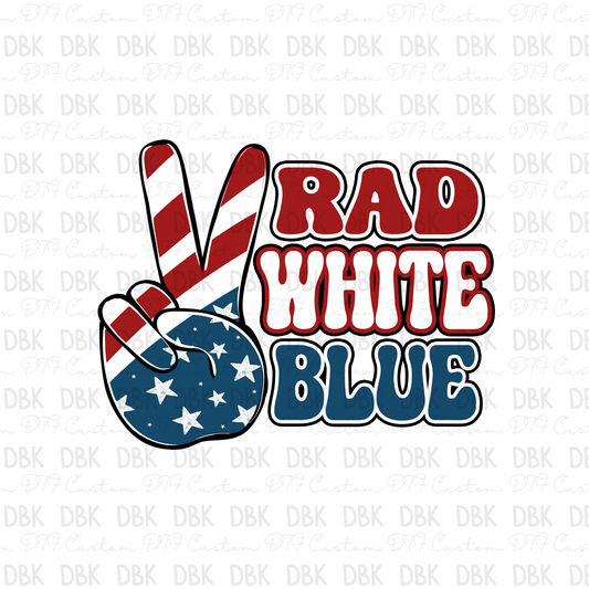 Rad White Blue DTF Transfer R56