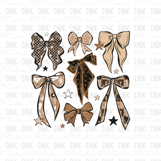 Brown Bows Floral DTF Transfer