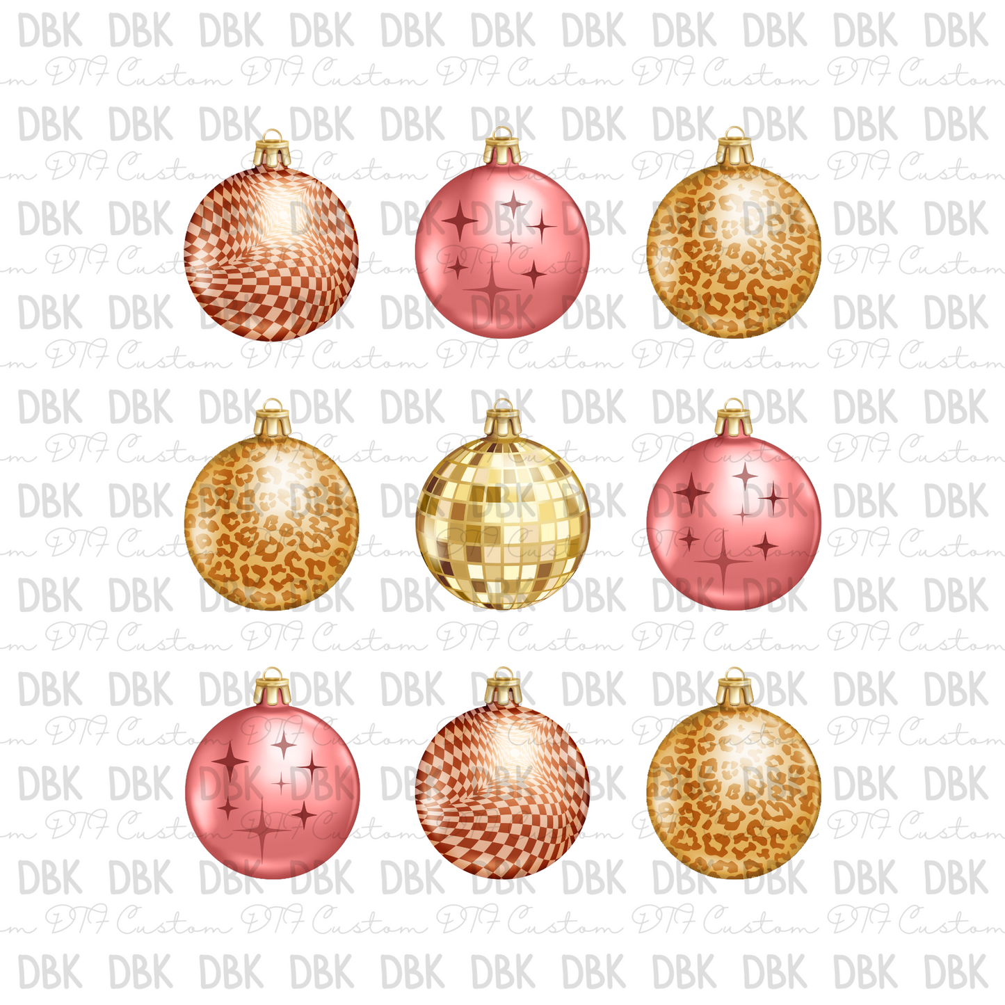 Pink\Gold Ornaments DTF transfer