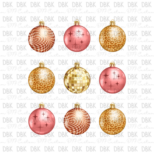 Pink\Gold Ornaments DTF transfer