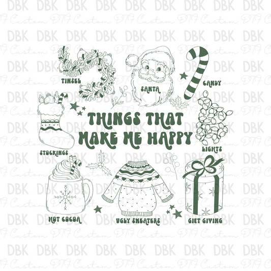 Things that make me happy GREEN DTF transfer E84