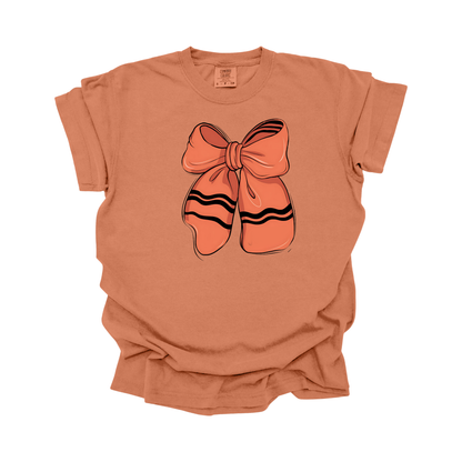 Orange Crayon Bow DTF Transfer