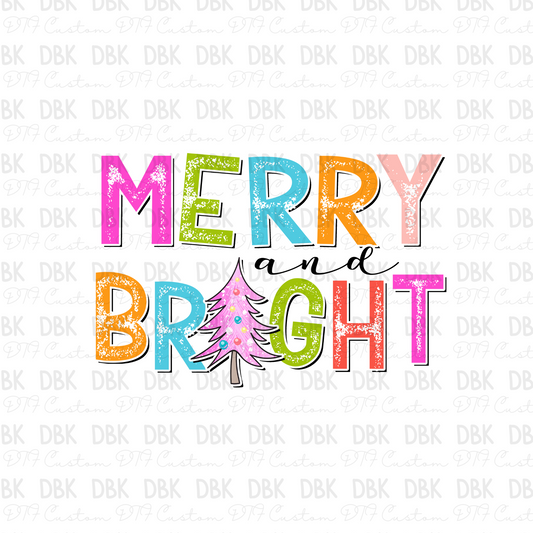 Merry and bright 1 DTF Transfer E176