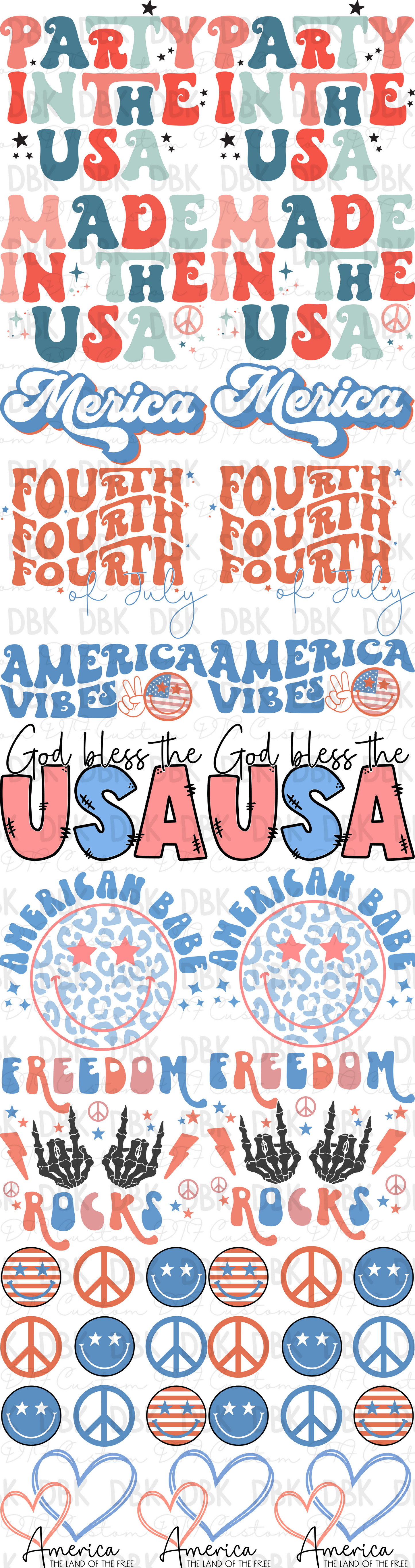 4th of July Pre-Made Gang Sheet P180