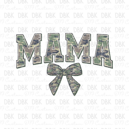 Camo MAMA Bow DTF Transfer