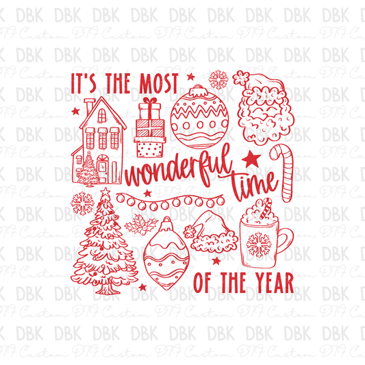 It's the most wonderful time of the year DTF Transfer RED