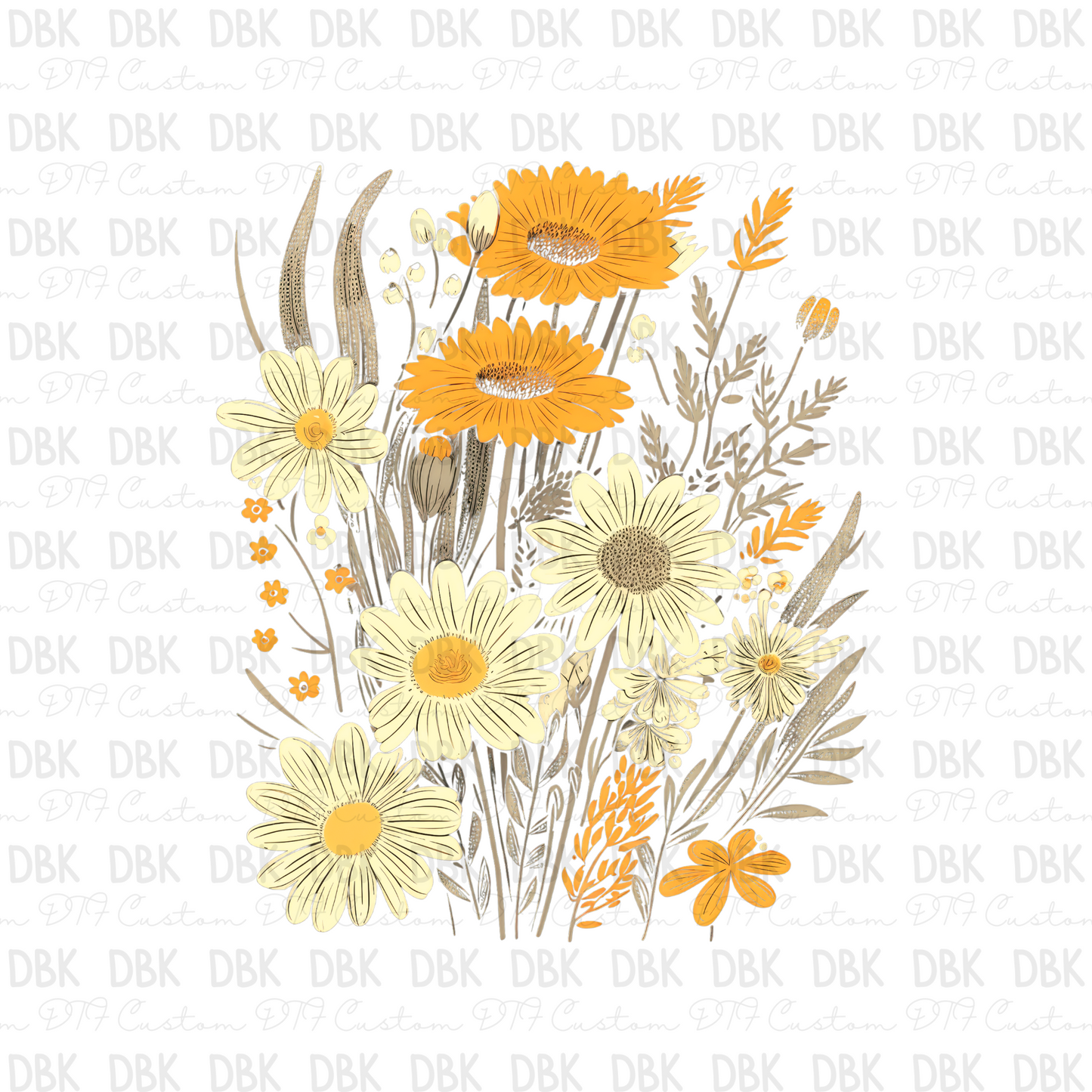 Stacked Yellow floral DTF Transfer