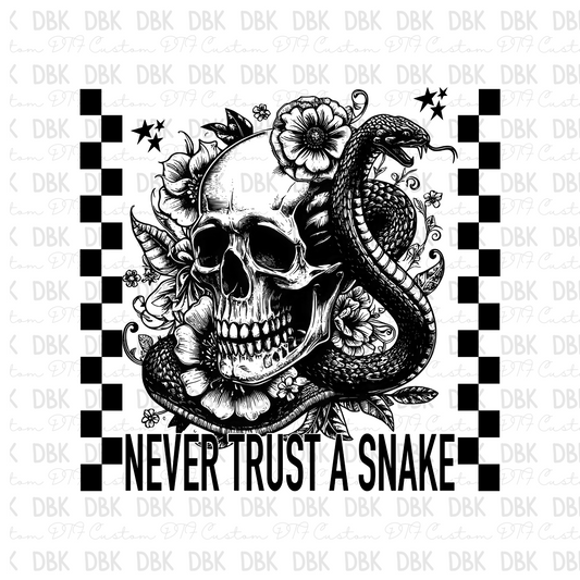 Never trust a snake  DTF transfer