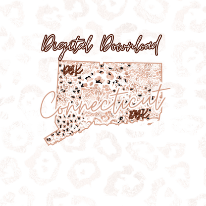 Connecticut Rose Gold Leopard Digital Download