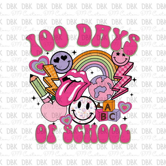 100 days of school retro DTF transfer A4