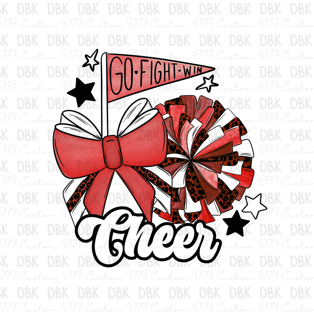 Red Cheer Card Red Cheer DTF transfer C97 – DBK-Custom Creations