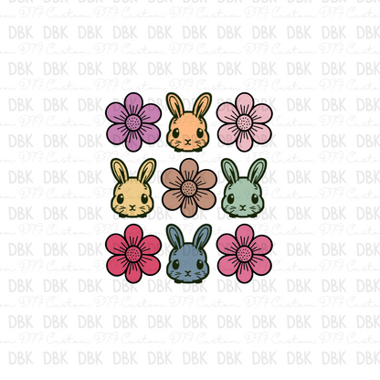 Flowers & Bunnys DTF transfer W21