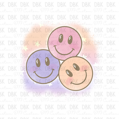 Pastel Smileys DTF transfer K99