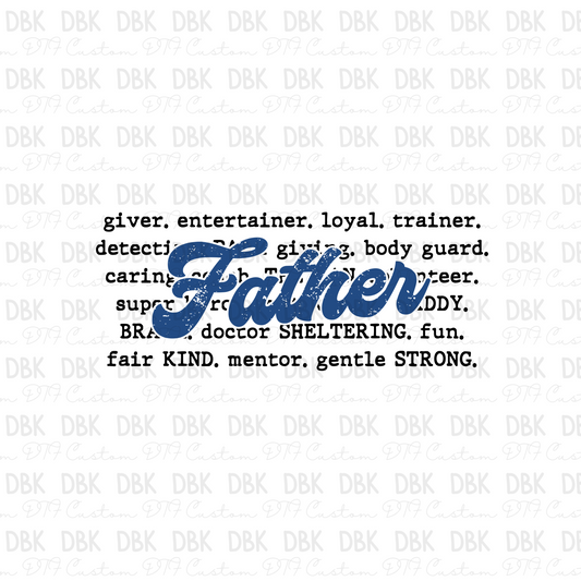 Father blue DTF transfer