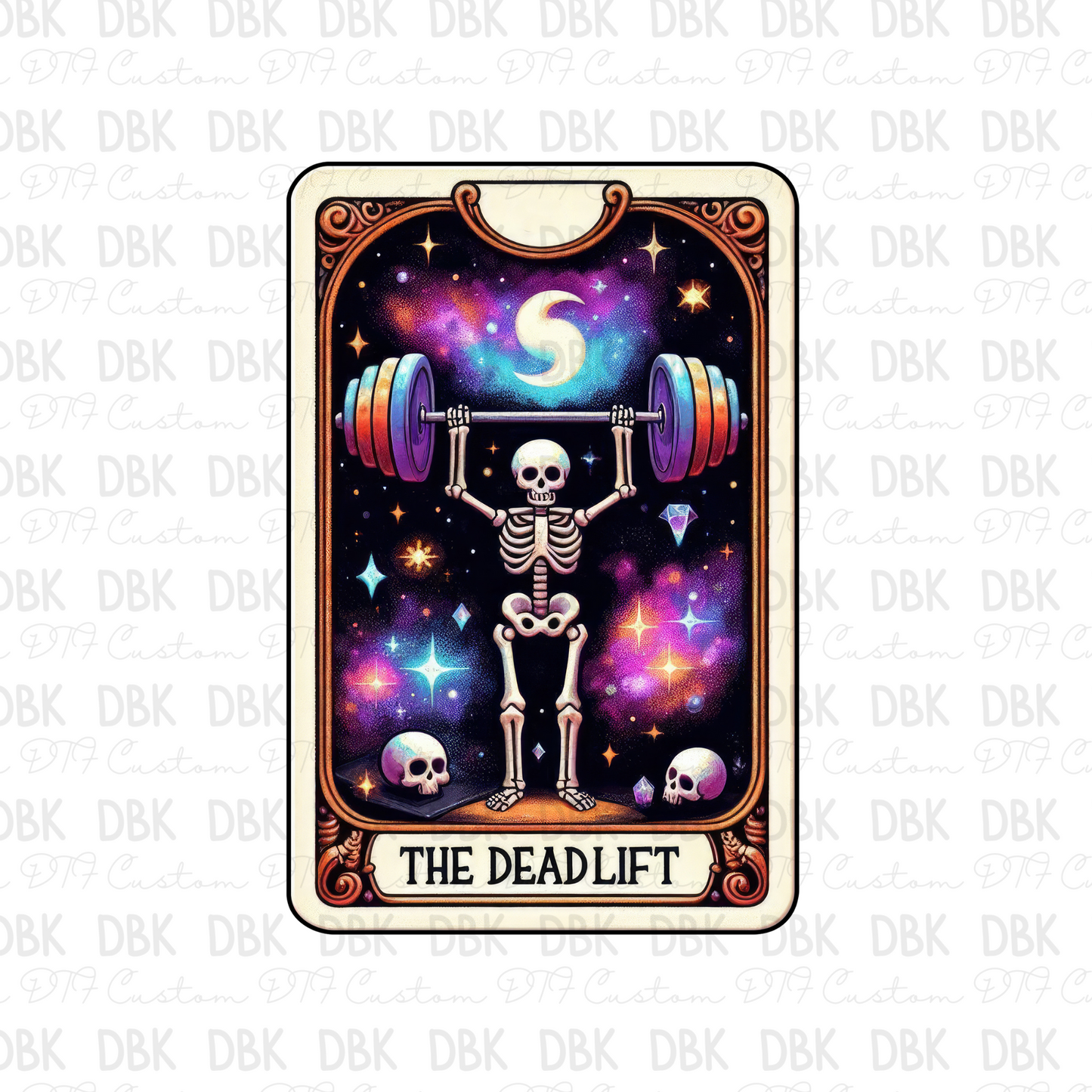 The deadlift tarot card DTF transfer