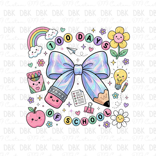 100 days of school pencil bow DTF Transfer A284