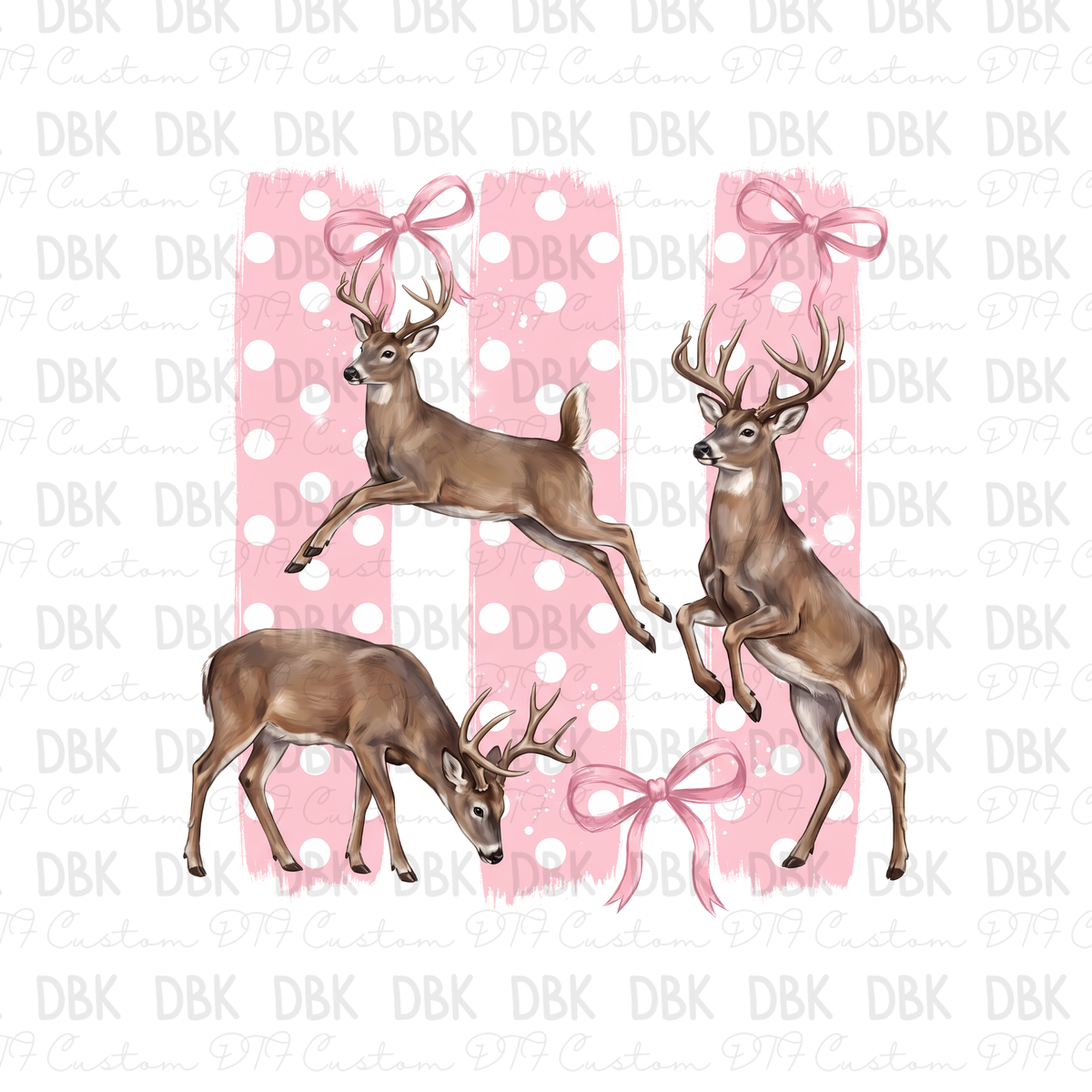 Pink Polka Dot Deer DTF Transfer