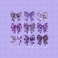 Purple up bows DTF Transfer WHITE