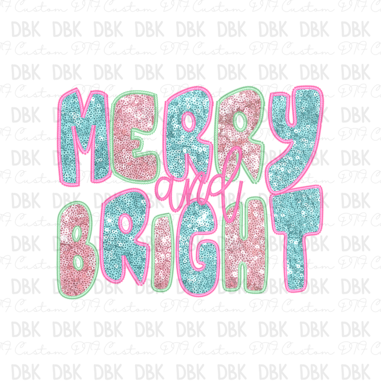 Merry and bright DTF transfer E263