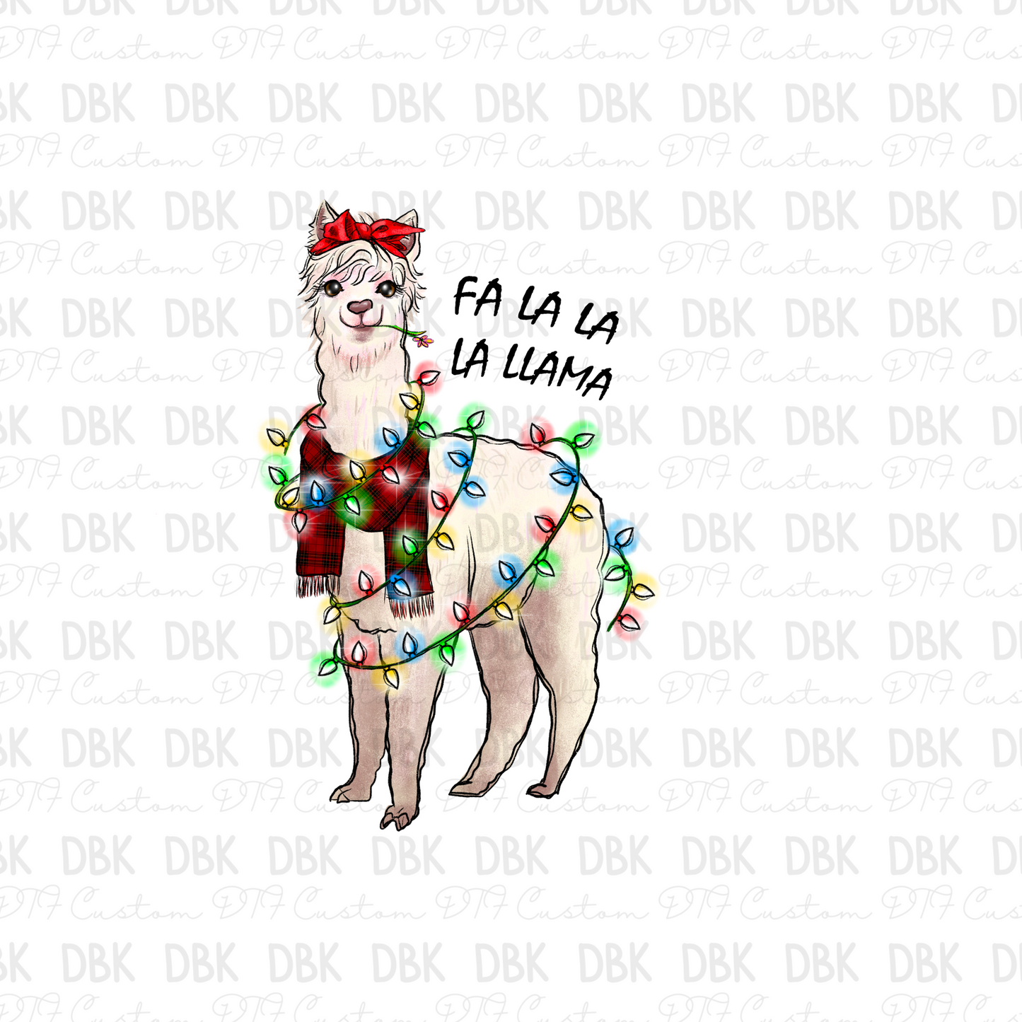 Fa la la la llama DTF transfer E60